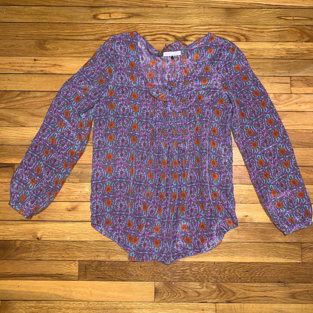 Rebecca Taylor Silk Floral Popover blouse